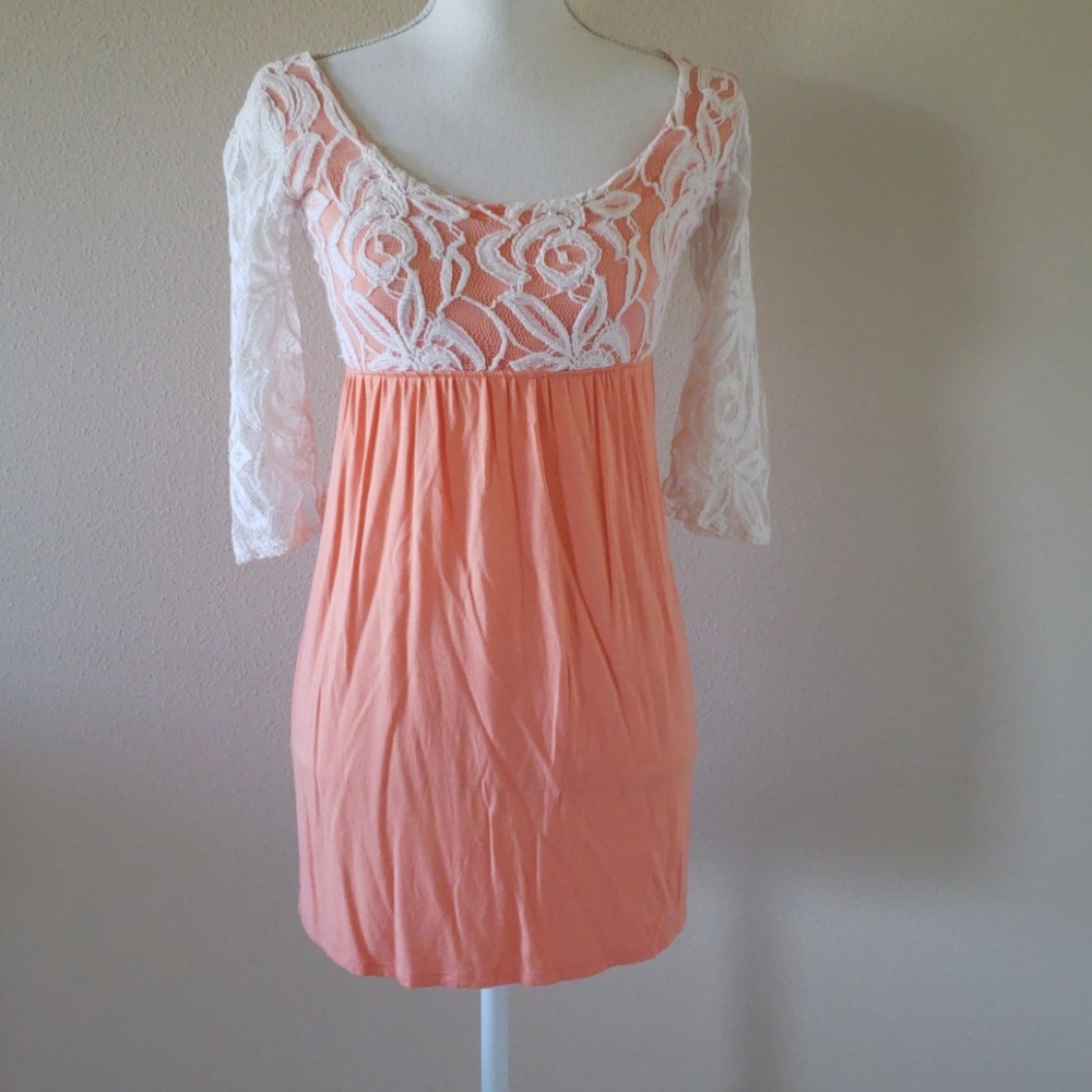 Lace peach mini dress